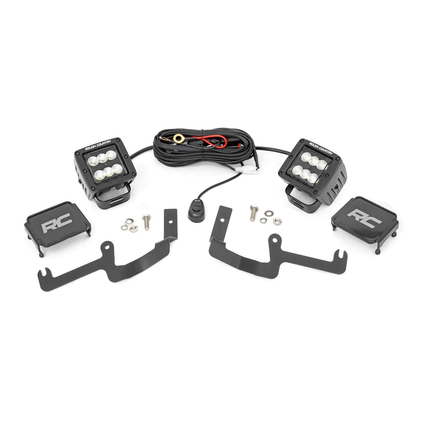 ROUGH COUNTRY LED Light Kit | Ditch Mount | 2" Black Pair | Flood | Chevy Silverado 1500 (19-24) | 70842