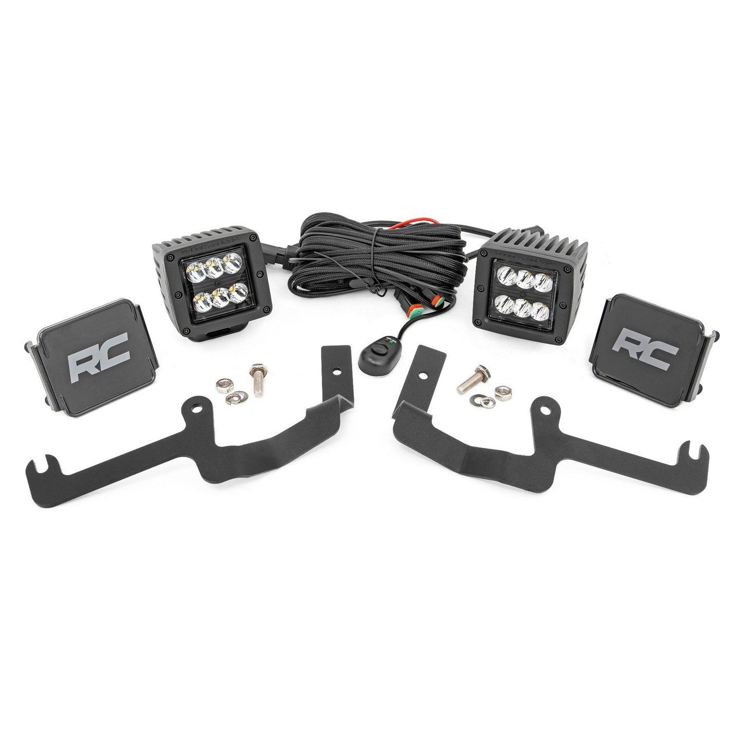 ROUGH COUNTRY LED Light Kit | Ditch Mount | 2" Black Pair | Spot | Chevy Silverado 1500 (19-24) | 70841