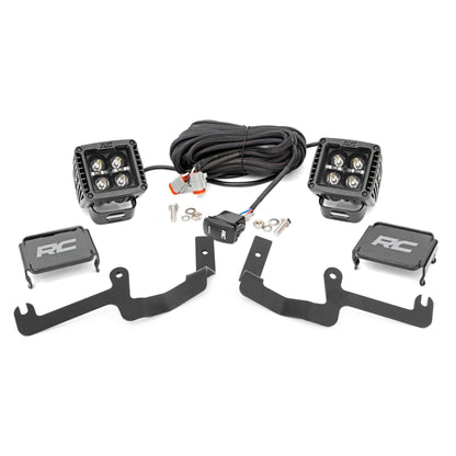ROUGH COUNTRY LED Light Kit | Ditch Mount | 2" Black Pair | White DRL | Chevy Silverado 1500 (19-24) | 70843