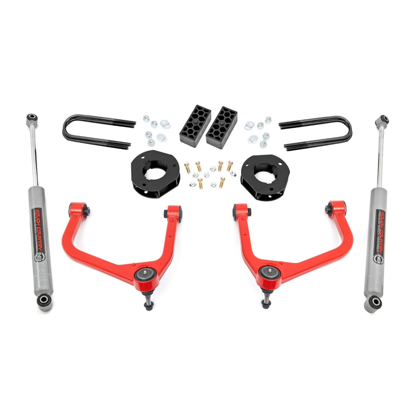 ROUGH COUNTRY 3.5 Inch Lift Kit | Rear Mono Leaf | Chevy Silverado 1500 2WD/4WD (2025-2026) | 28230RED_A