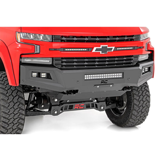 ROUGH COUNTRY High Clearance Front Bumper | LED Lights & Skid Plate | Chevy Silverado 1500 (19-22) | 10757A