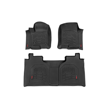 ROUGH COUNTRY Sure-Fit Floor Mats | FR & RR | FR Bucket | Crew | Chevy/GMC 1500/2500HD/3500HD (19-26 & Classic) | SM21612
