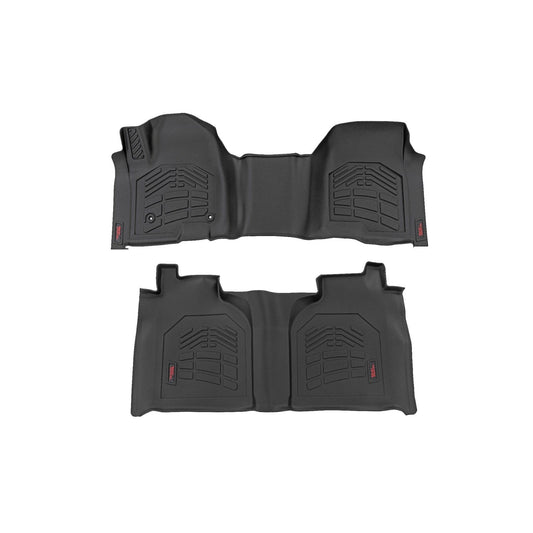 ROUGH COUNTRY Sure-Fit Floor Mats | FR & RR | FR Over Hump | Crew | Chevy/GMC 1500/2500HD/3500HD (19-25) | SM21613