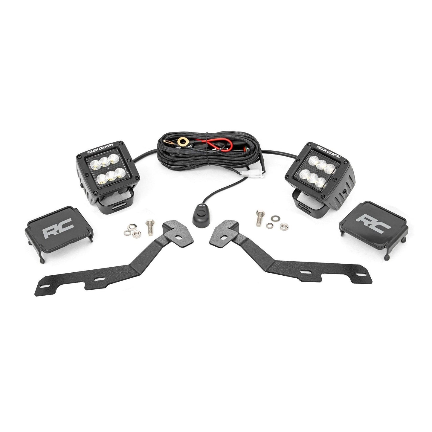 ROUGH COUNTRY LED Light Kit | Ditch Mount | 2" Black Pair | Flood | Ram 1500 2WD/4WD (19-25) | 82291