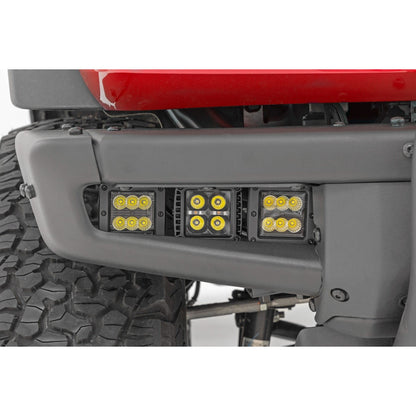 ROUGH COUNTRY LED Light Kit | Fog Mount | Triple 2" Black Pair | Amber DRL | Ford Bronco (21-25) | 51088