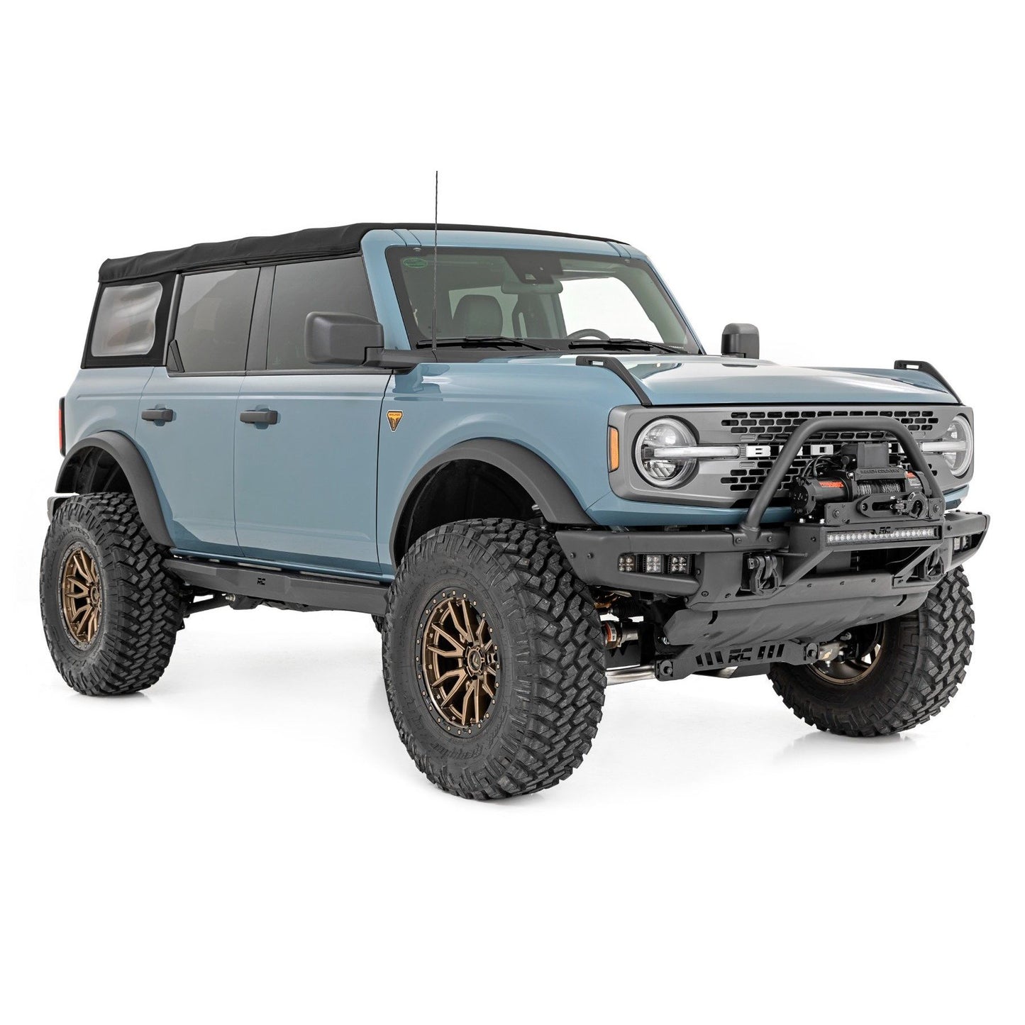 ROUGH COUNTRY LED Light Kit | Fog Mount | Triple 2" Black Pair | Amber DRL | Ford Bronco (21-25) | 51088