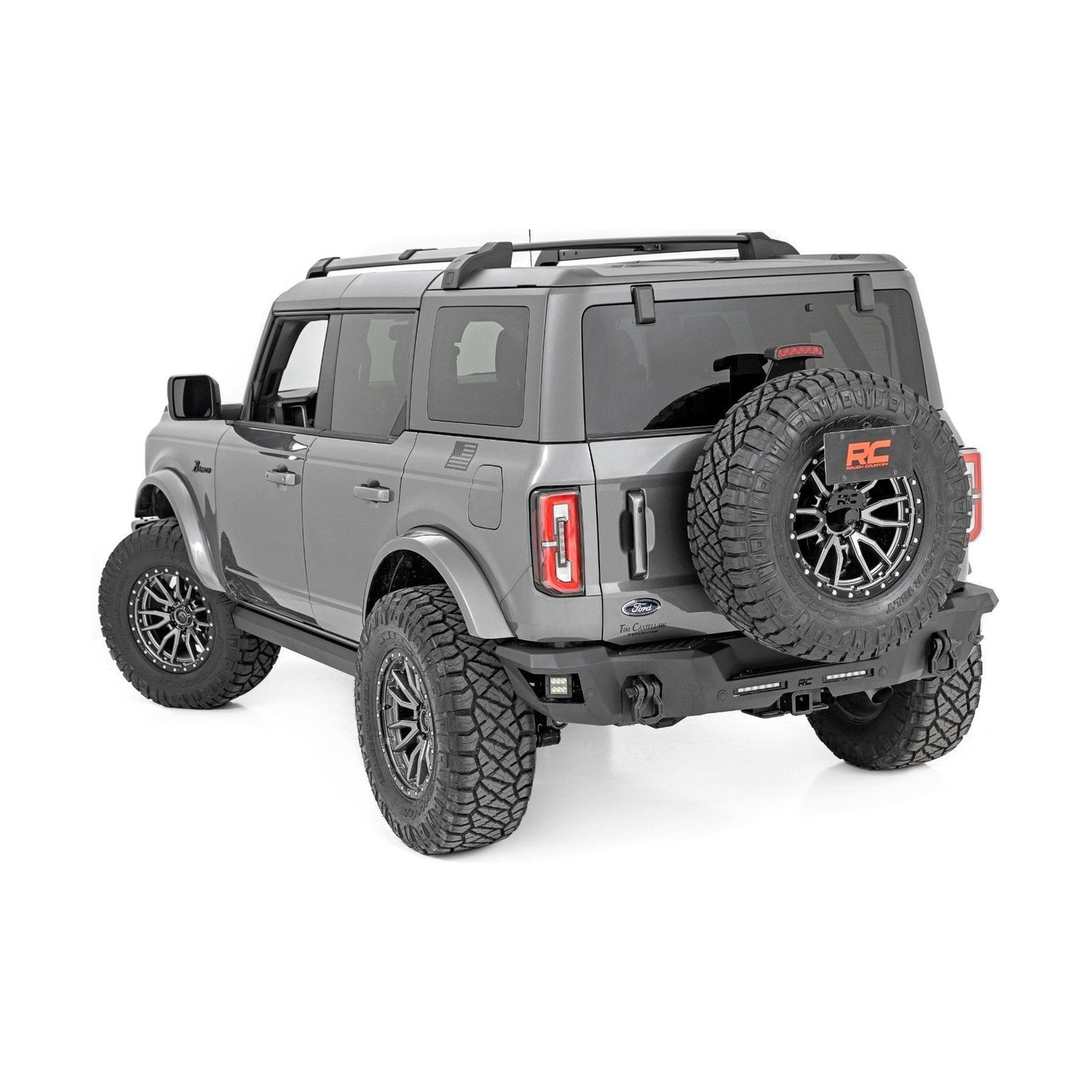 Rough Country with 6" Slim Line | Black Series Flood Cubes Rear Bumper I 51093