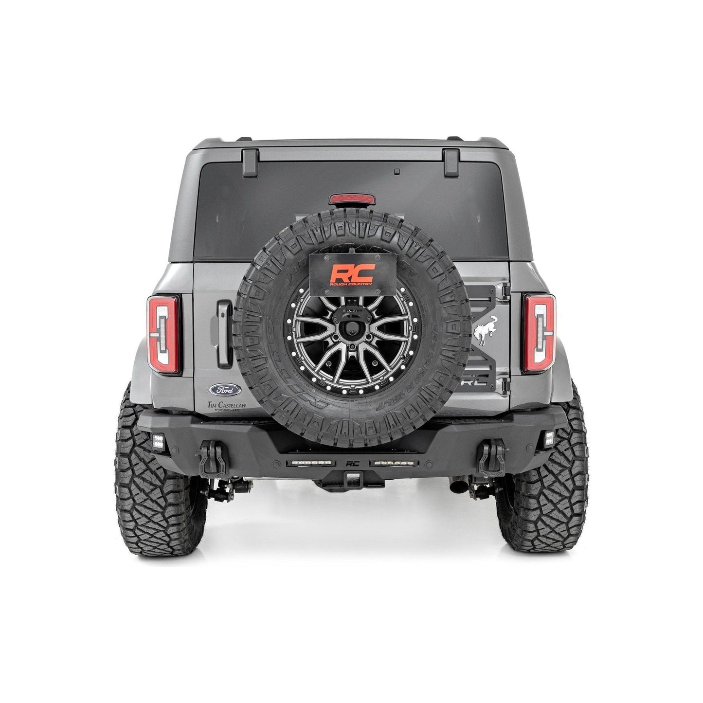 Rough Country with 6" Slim Line | Black Series Flood Cubes Rear Bumper I 51093