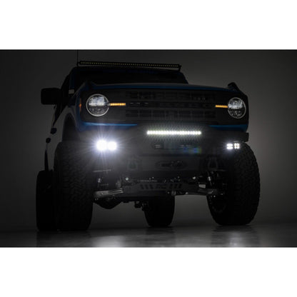 Rough Country with 20" Black Series White DRL | Black Series White DRL Cubes Front Bumper I 51078