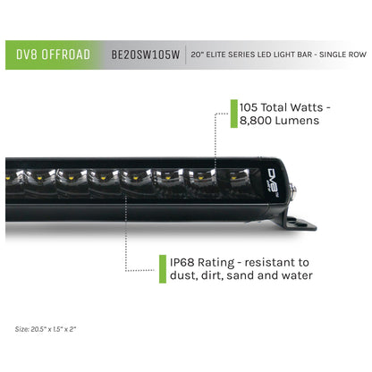 DV8 Off-Road 20-Inch Elite Series LED Light Bar | Single Row C3| BE20SW105W