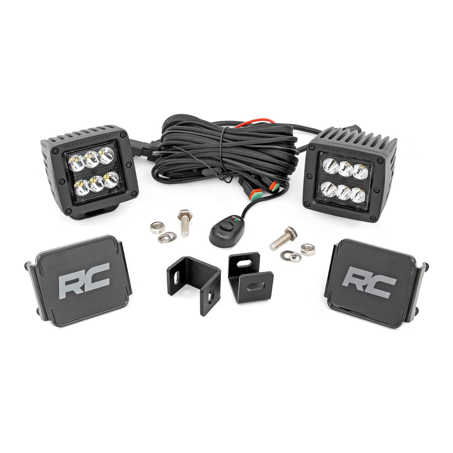 ROUGH COUNTRY LED Light Kit | Ditch Mount | 2" Black Pair | Spot | Toyota Tundra (22-25) | 71071