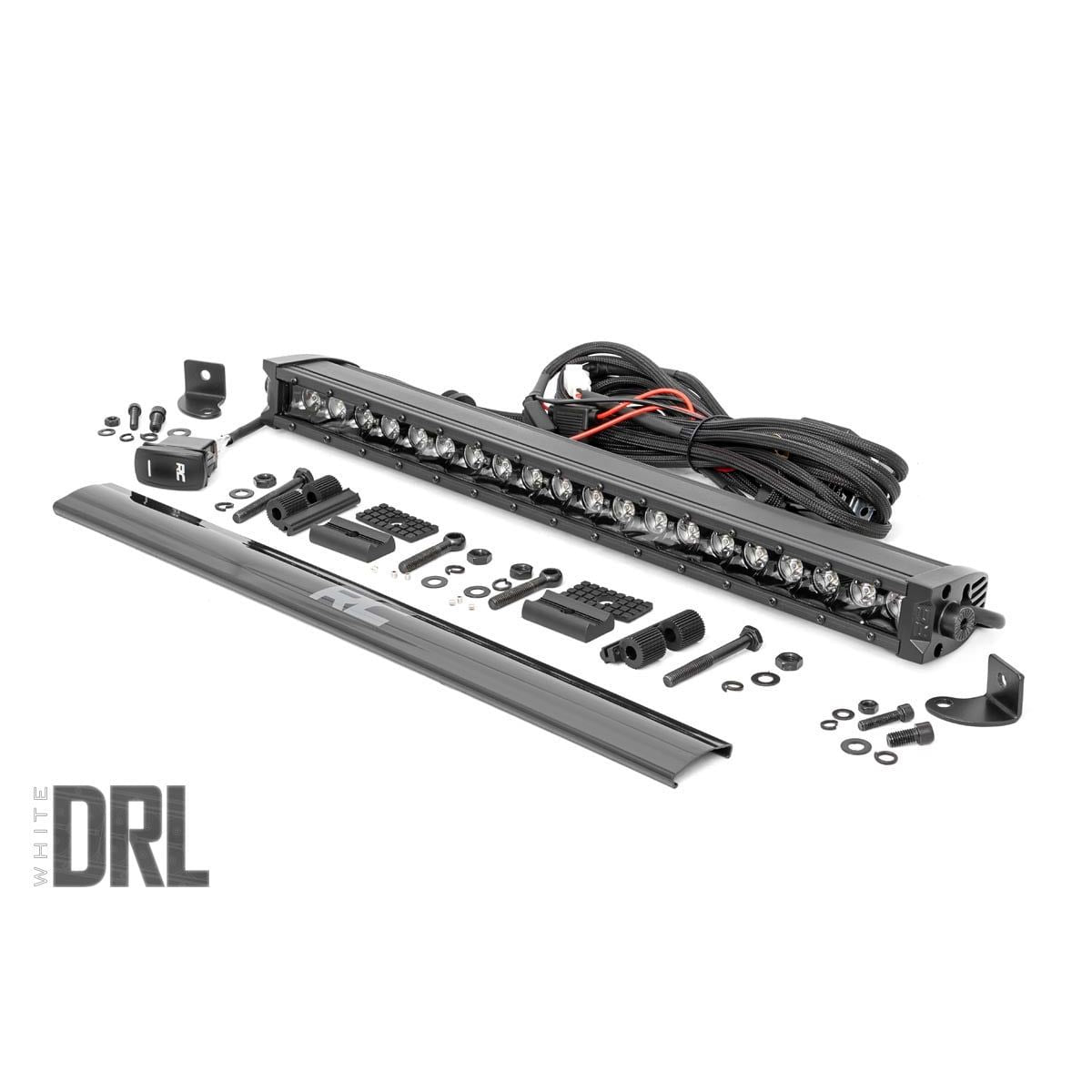 ROUGH COUNTRY 20 Inch Black Series LED Light Bar | Single Row | Cool White DRL | 70720BLDRL