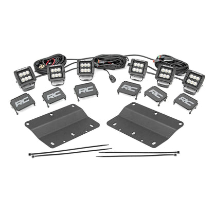 ROUGH COUNTRY LED Light Kit | Fog Mount | Triple 2" Black Pair | Flood | Ford Bronco (21-25) | 51086