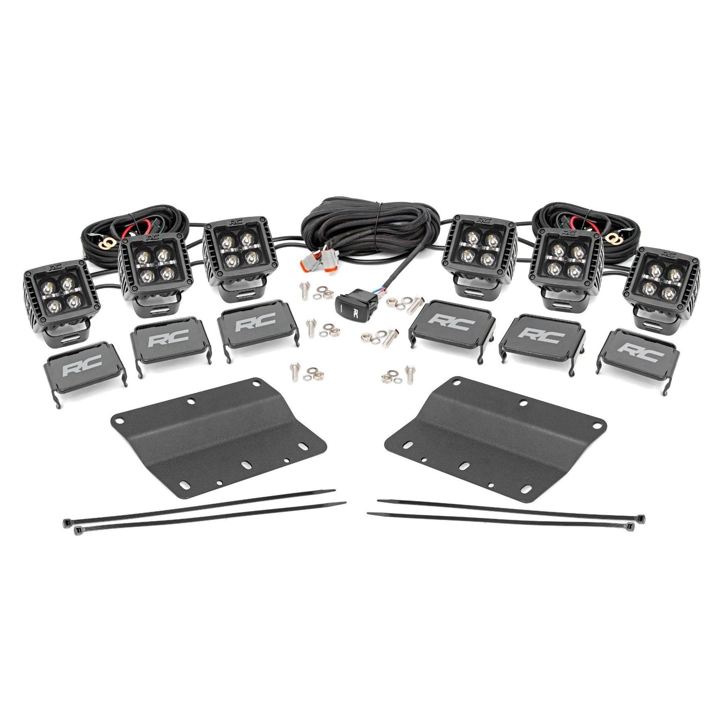 ROUGH COUNTRY LED Light Kit | Fog Mount | Triple 2" Black Pair | Amber DRL | Ford Bronco (21-25) | 51088