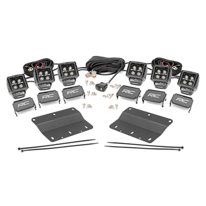 ROUGH COUNTRY LED Light Kit | Fog Mount | Triple 2" Black Pair | Amber DRL | Ford Bronco (21-25) | 51088
