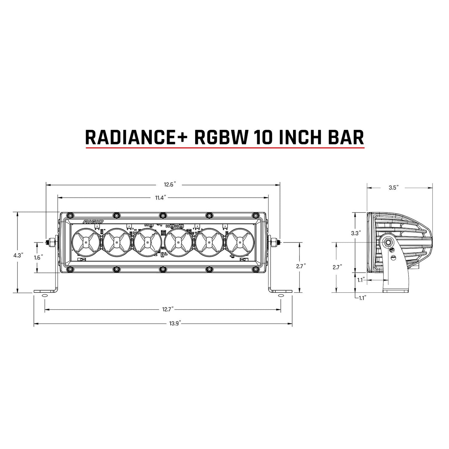 RIGID INDUSTRIES | Radiance Plus 10 Inch RGBW Light Bar RIGID Industries | 210053