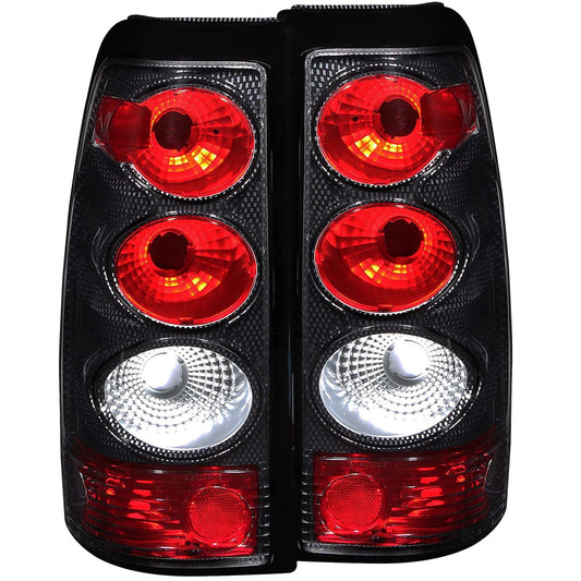 Anzo USA | Tail Light Assembly Clear/Red Lens Carbon Housing Pair | Fits Silverado 1500 | 211021