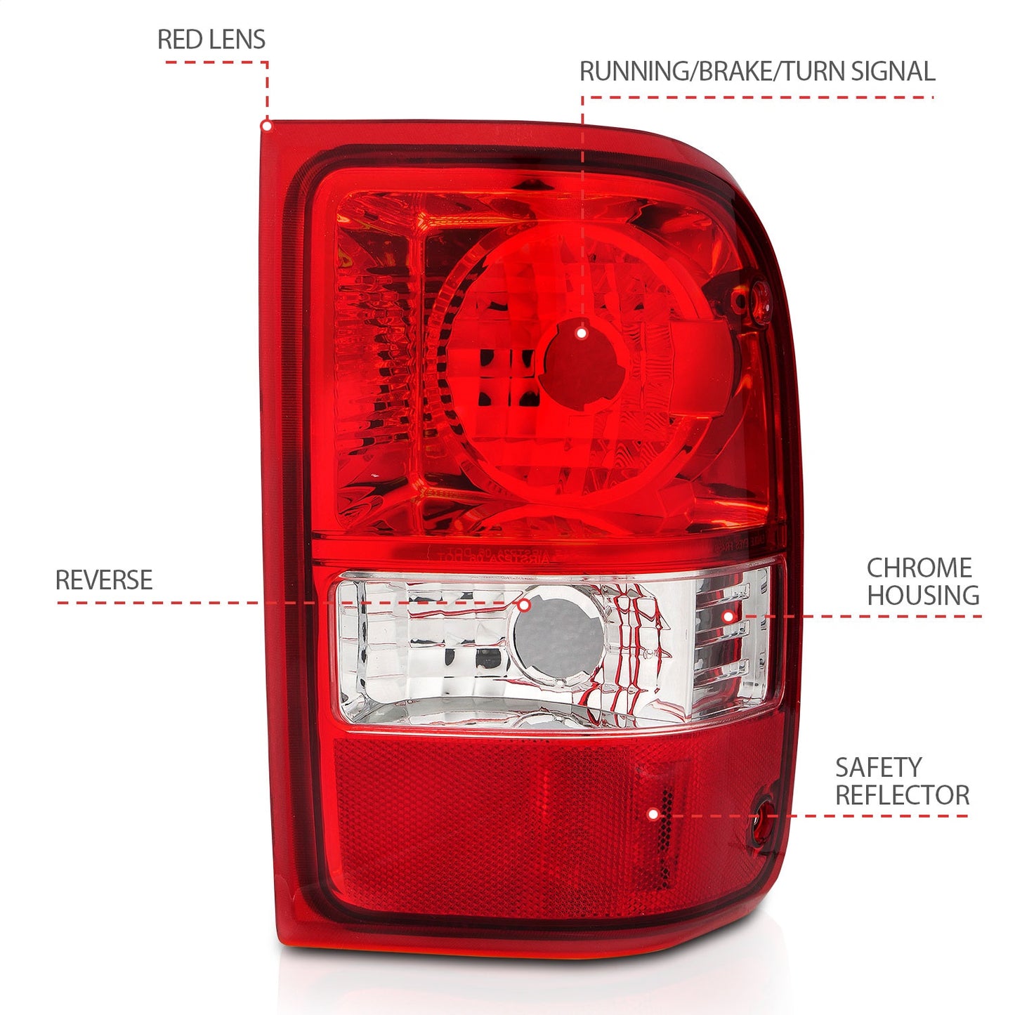 Anzo USA | Tail Light Assembly Red/Clear Lens OE Replacement Pair | Fits Ranger | 211182