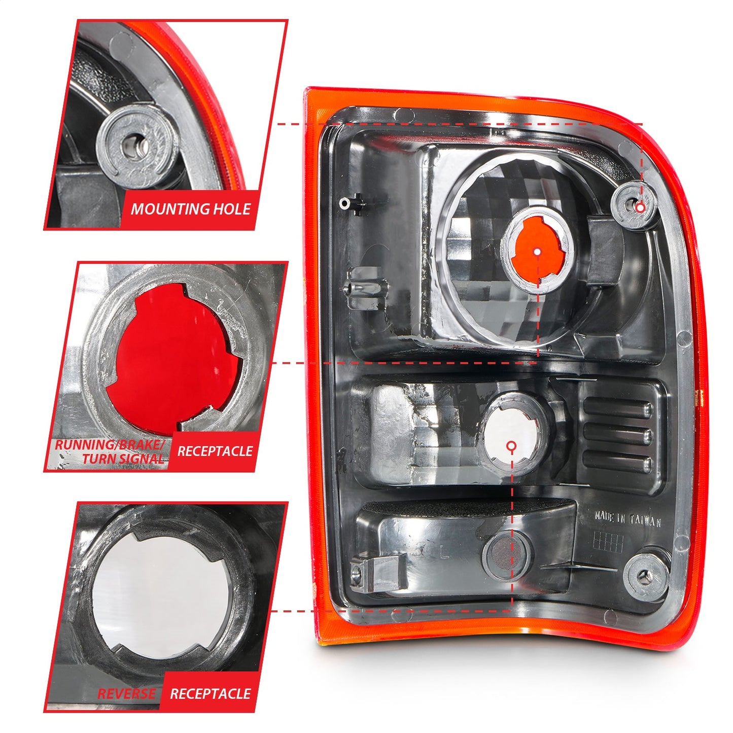 Anzo USA | Tail Light Assembly Red/Clear Lens OE Replacement Pair | Fits Ranger | 211182