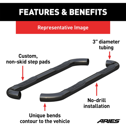 Aries 3" Round Side Bars (19-C RAM 1500 CLASSIC) 215045