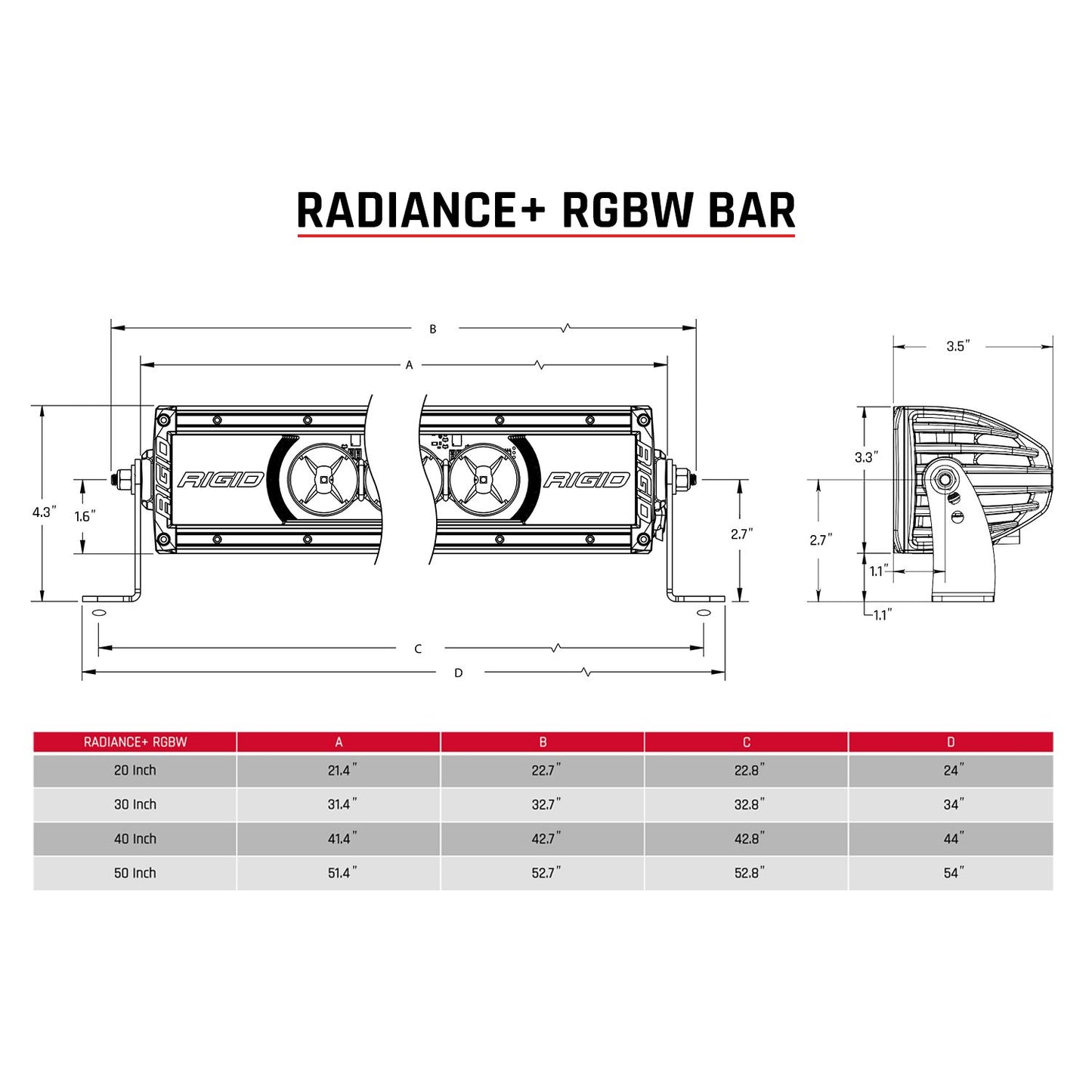 RIGID INDUSTRIES | Radiance Plus 30 Inch RGBW Light Bar RIGID Industries | 230053