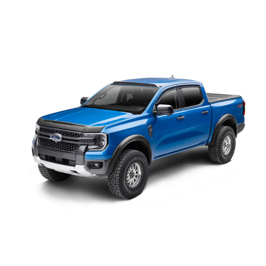 Husky Liners | RVL Fender Flares Black Smooth Finish 4-Piece Set For 2023-2026 Ranger Husky Liners | 2802979 installed on a blue Ford truck.