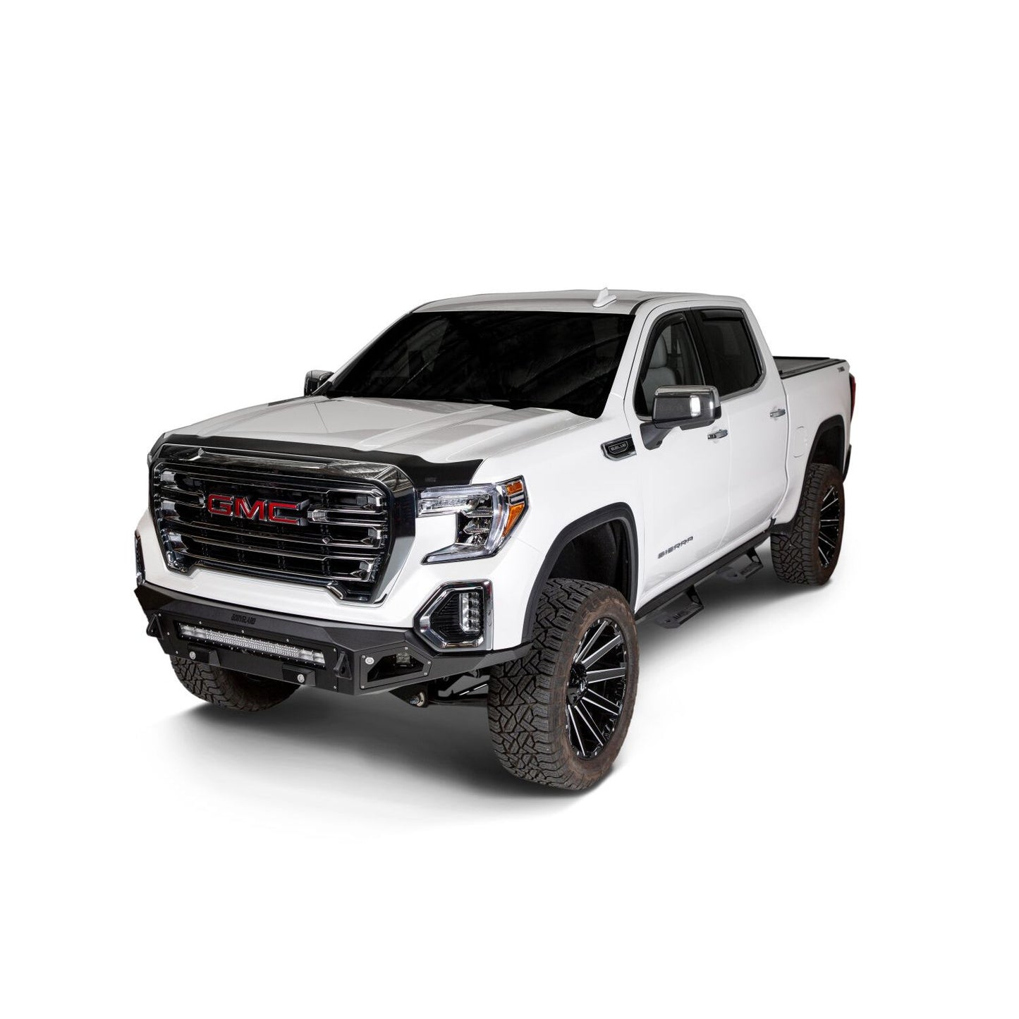 Husky Liners | Aeroskin Hood Protector Matte Black Low Profile For 2020-2023 Sierra 2500 HD/3500 HD Husky Liners | 2877185 on a white GMC truck.