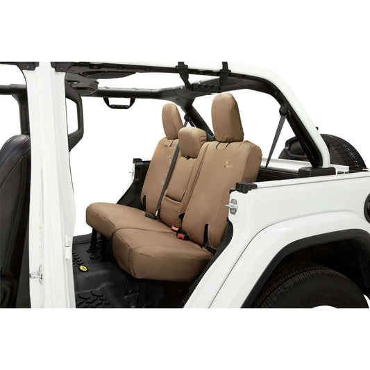 BESTOP | Jeep Wrangler Seat Covers For Jeep 2018-2023 Wrangler JL 4 Door Rear without Fold Down Arm Rest Premium Vinyl Fabric Tan Bestop | 29294-04