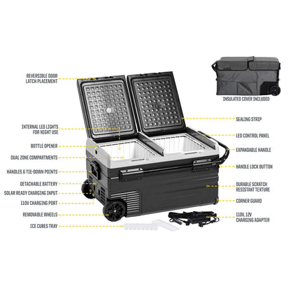 Smittybilt Fridge/Freezer Basecamp 75 Liter 36.9 in. Long x 18.3 in. Tall x 21.1 in. Wide I 2989