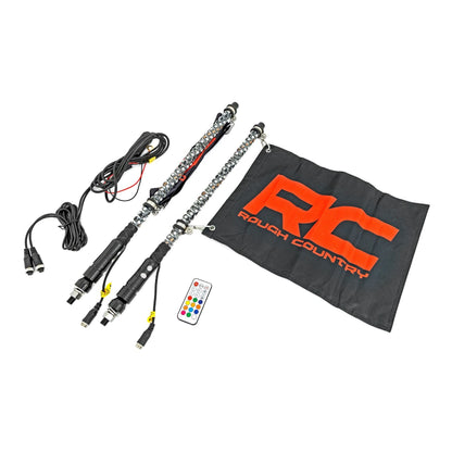 ROUGH COUNTRY LED Light Whip Kit | 2 ft | Multi-Color | 2-pc | 93002