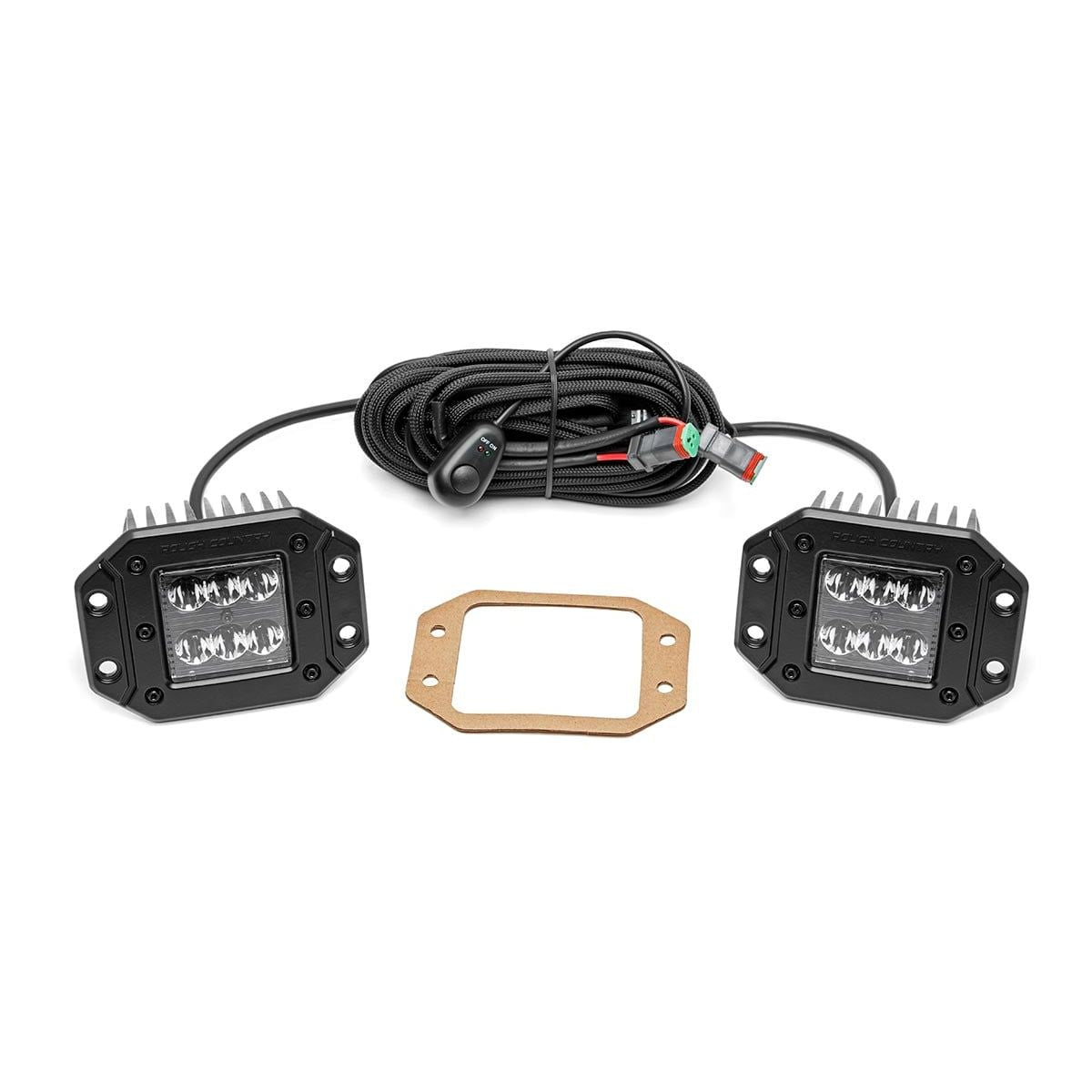 ROUGH COUNTRY 2 Inch Black Series LED Light Pods | Spot | Flush Mount | 70803BL