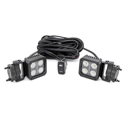 ROUGH COUNTRY Black Series LED Light Pair | 2 Inch | Flood | Swivel Mount | 70802