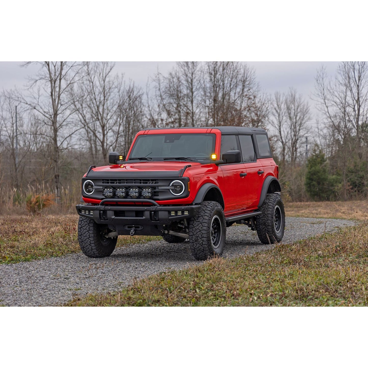 ROUGH COUNTRY 2 Inch LED Light Pods | Spot Beam | Amber Lens | Square | 70903A