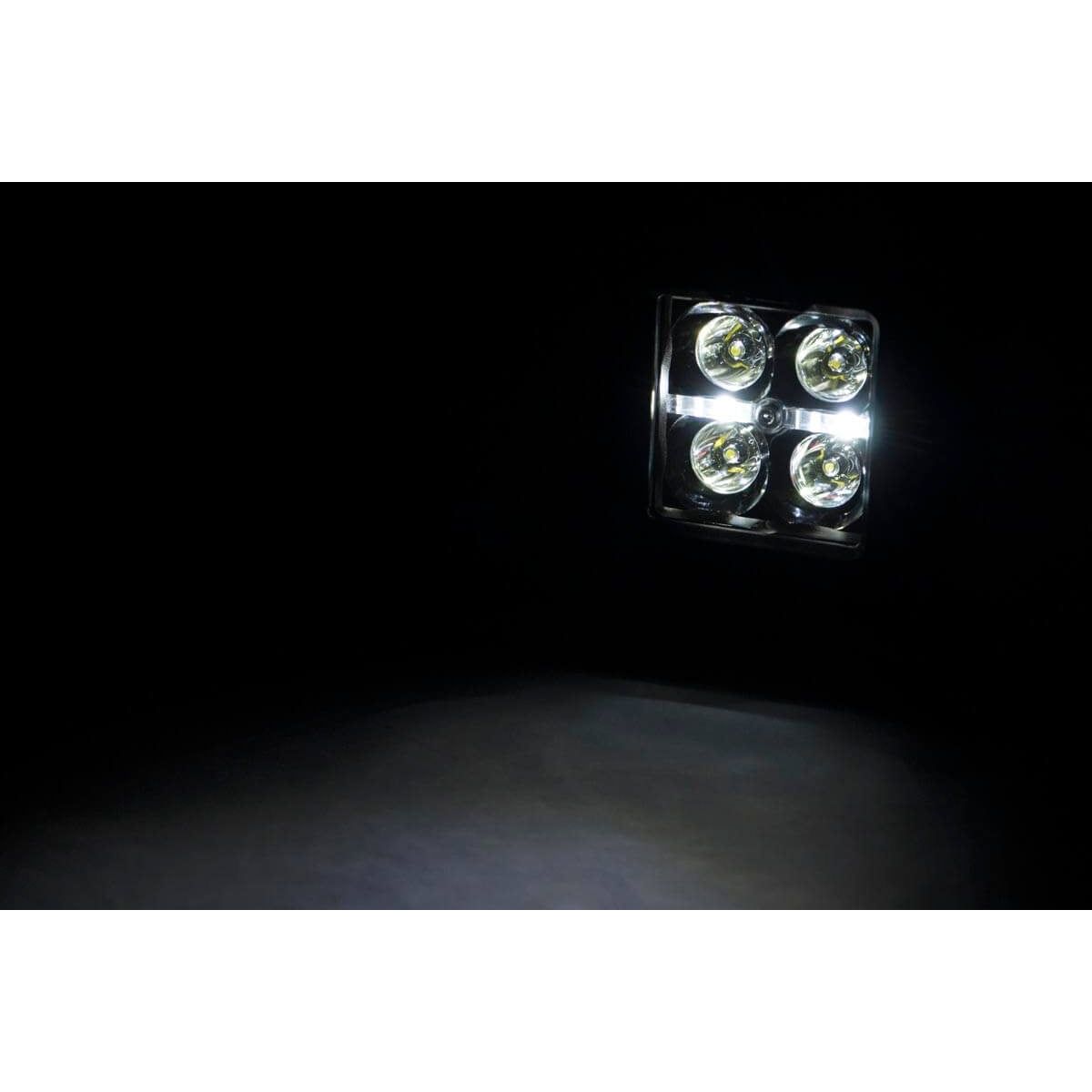 ROUGH COUNTRY 2 Inch Black Series LED Light Pods |  Flush Mount | Cool White DRL | 70803BLKDRL