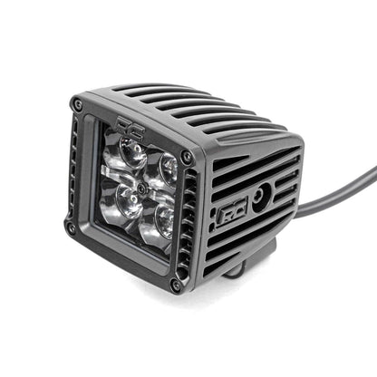ROUGH COUNTRY 2 Inch Black Series LED Light Pods | Spot | Square | Cool White DRL | 70903BLKDRL