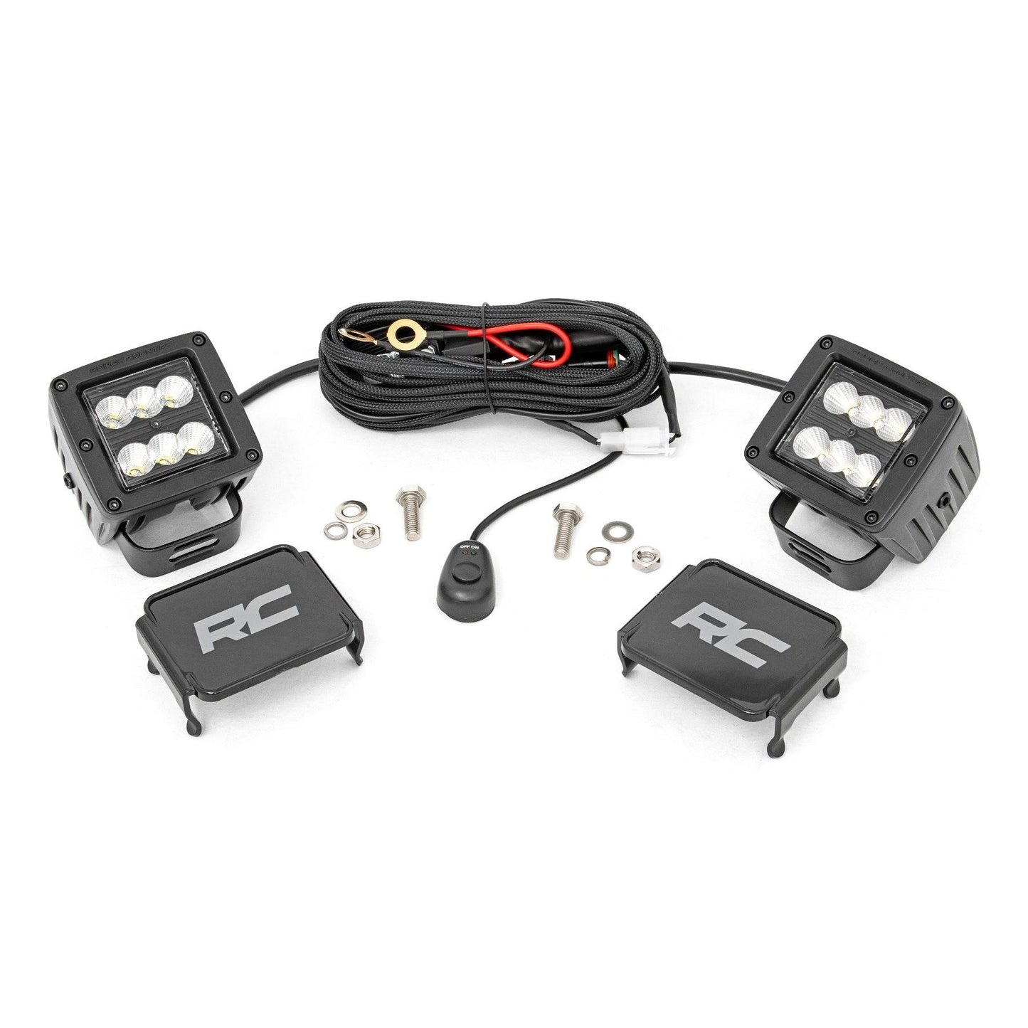 ROUGH COUNTRY 2 Inch Black Series LED Light Pods  | Pair | Flood | 70133BL