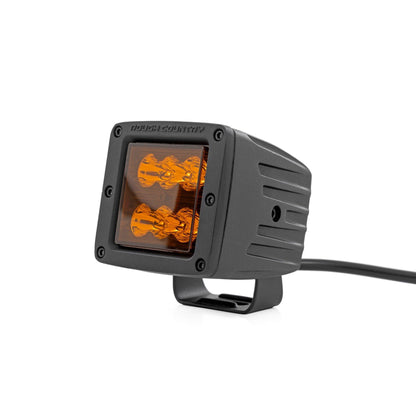 ROUGH COUNTRY 2 Inch LED Light Pods | Spot Beam | Amber Lens | Square | 70903A