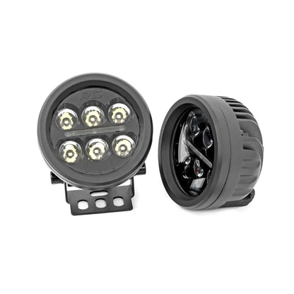 ROUGH COUNTRY Black Series Round LED Light Pair | 3.5 Inch | Amber DRL | 70900A