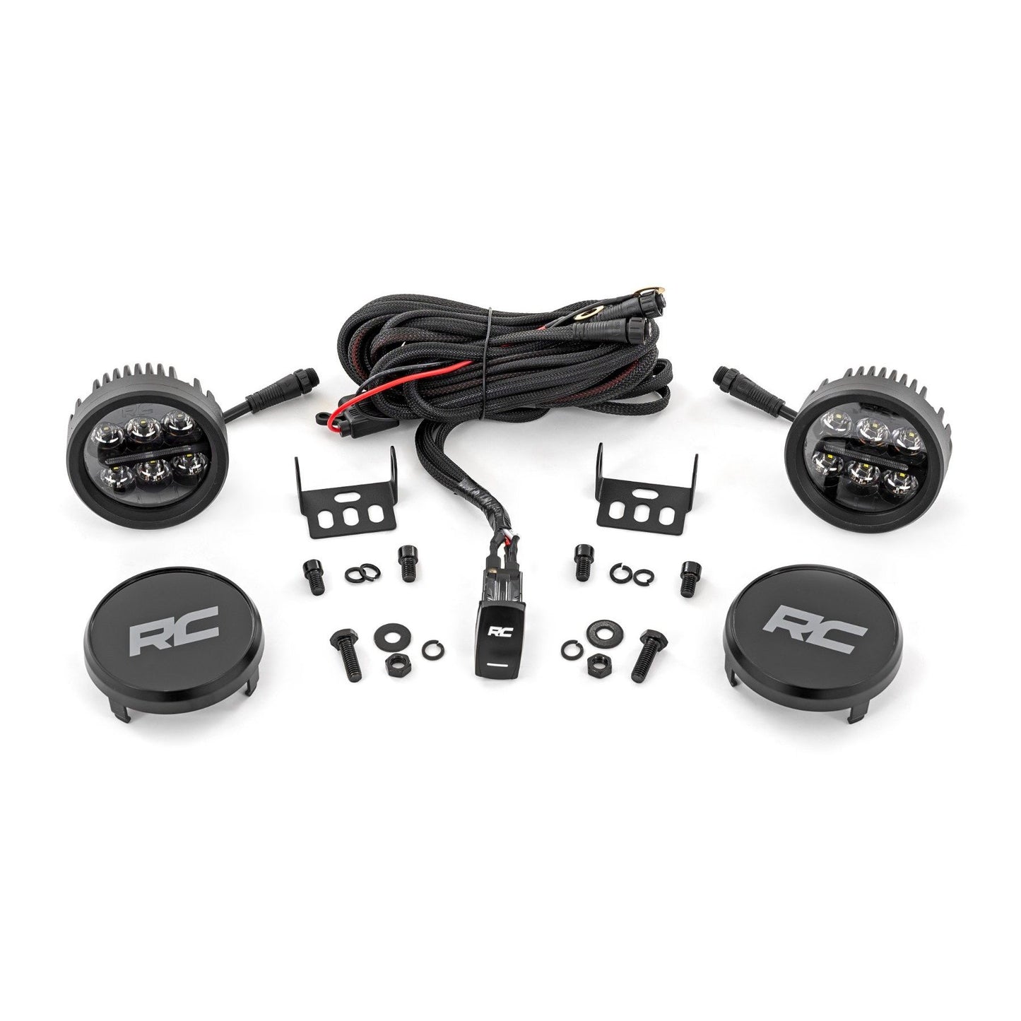 ROUGH COUNTRY Black Series Round LED Light Pair | 3.5 Inch | Amber DRL | 70900A