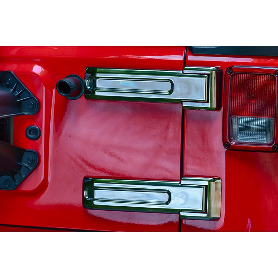 KENTROL Jeep JK Tailgate Hinge Overlays 4 Pieces 07-18 Wrangler JK Polished Silver Kentrol  30017
