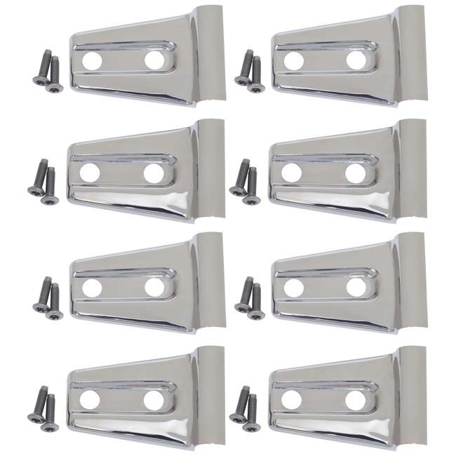 KENTROL Jeep JK Door Hinge Overlays 8 Pieces 4 Door 07-18 Wrangler JK Polished Silver Kentrol  30021