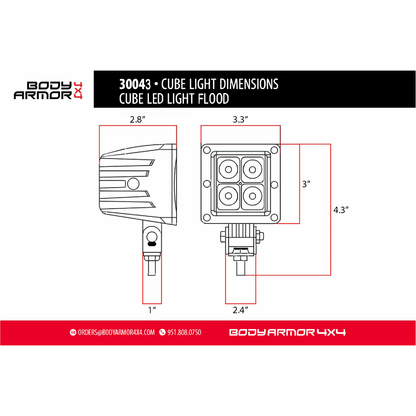 Body Armor 4x4 BLACKOUT LED CUBE FLOOD LIGHT 30043