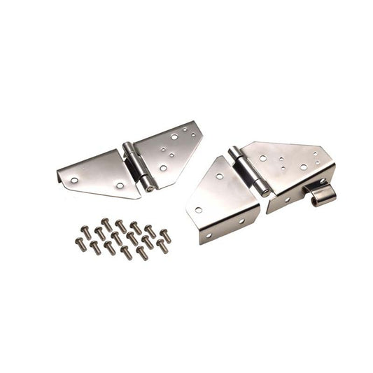 KENTROL Jeep CJ/YJ Windshield Hinge Pair 76-95 CJ and Wrangler YJ Polished Silver Kentrol  30403