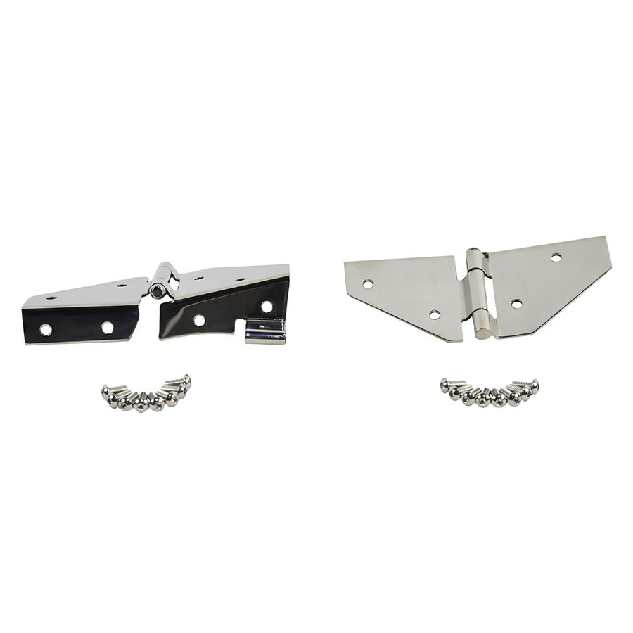 KENTROL Jeep CJ/YJ Windshield Hinge No Mirror Holes Pair 76-95 CJ and Wrangler YJ Polished Silver Kentrol  30427