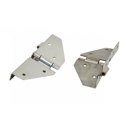 KENTROL Jeep CJ/YJ Windshield Hinge No Mirror Holes Pair 76-95 CJ and Wrangler YJ Polished Silver Kentrol  30427