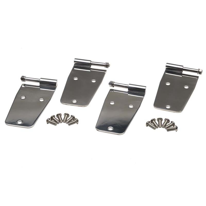 KENTROL Jeep CJ/YJ Hardtop Door Hinge Set Without Mirror Holes 4 Pieces 76-93 CJ and Wrangler YJ Polished Silver Kentrol  30474