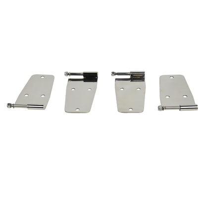 KENTROL Jeep CJ/YJ Hardtop Door Hinge Set Without Mirror Holes 4 Pieces 76-93 CJ and Wrangler YJ Polished Silver Kentrol  30474