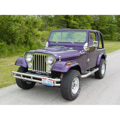 KENTROL Jeep CJ/YJ Hardtop Door Hinge Set Without Mirror Holes 4 Pieces 76-93 CJ and Wrangler YJ Polished Silver Kentrol  30474