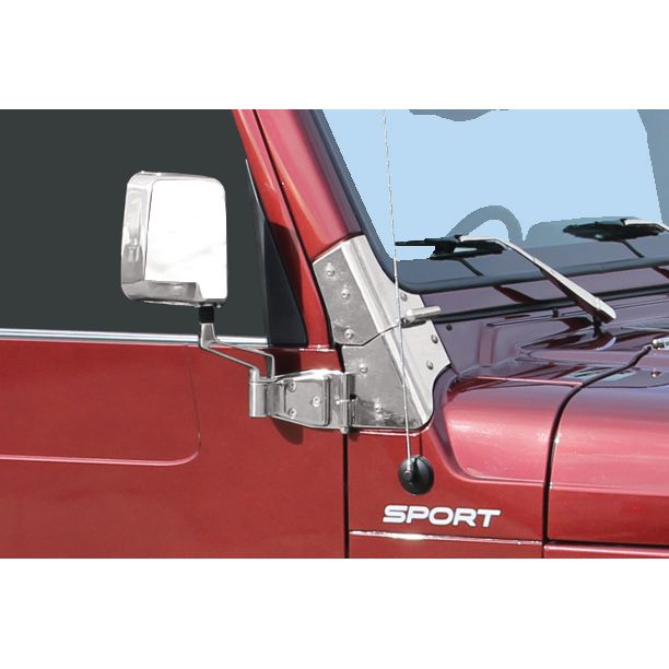 KENTROL Jeep TJ Windshield Hinge Pair 97-06 Wrangler TJ Polished Silver Kentrol  30477