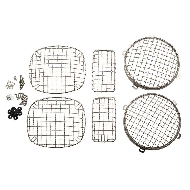 KENTROL Jeep TJ Wire Mesh Guard Set 6 Pieces 97-06 Wrangler TJ Polished Silver Kentrol  30488